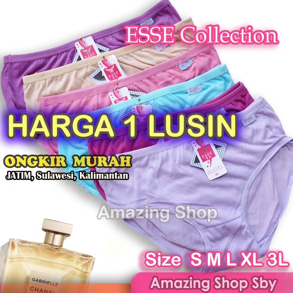 1 Lusin / 12 Psc CELANA DALAM WANITA ESSE COLLECTION / CD Wanita Esse TERMURAH Amazing Shop SBY
