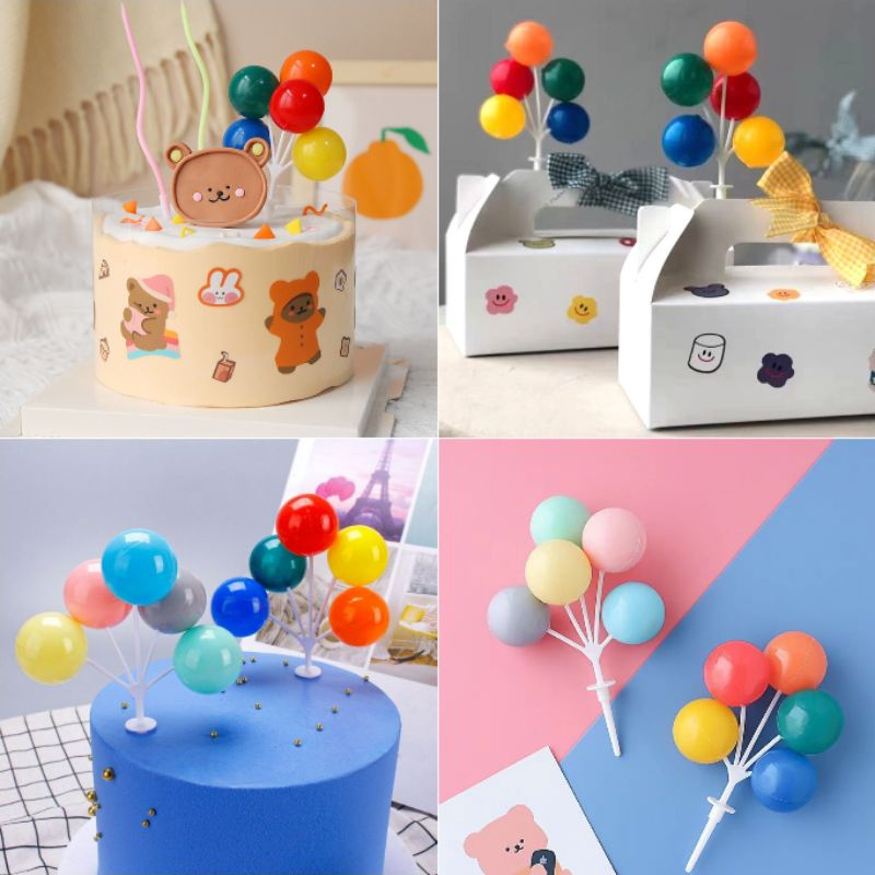 TOPPER BALON HIASAN KUE TOPPER BOLA SET WARNA WARNI AWAN DEKORASI CAKE