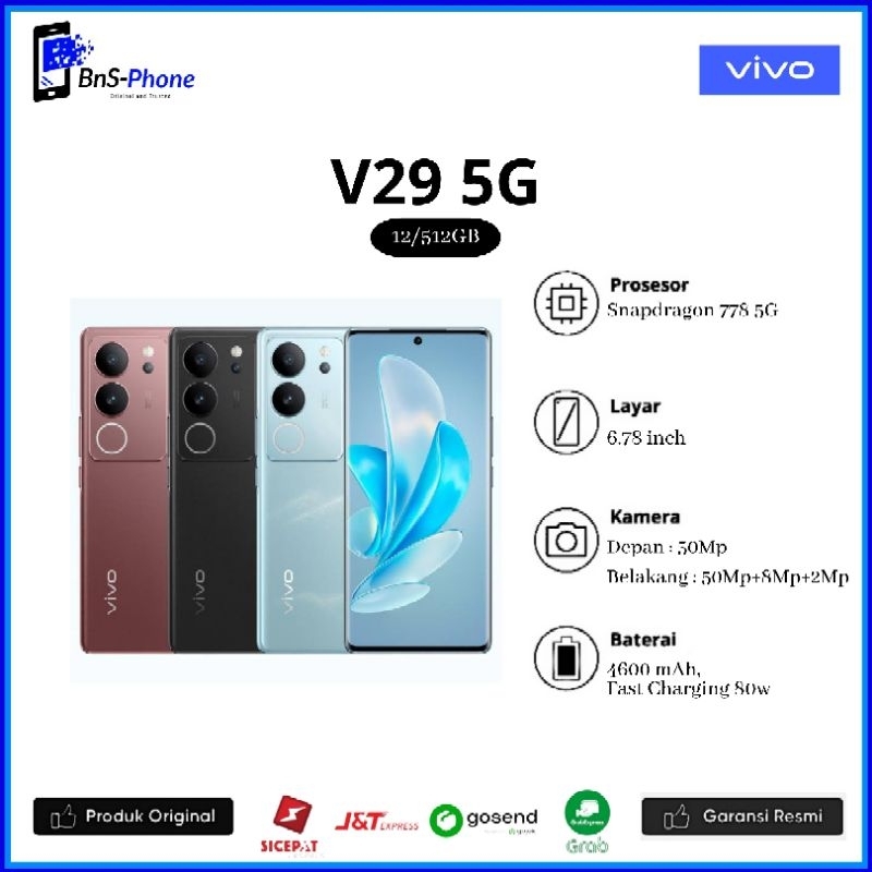 Vivo V29 5G 12GB + 512GB | GARANSI VIVO INDONESIA