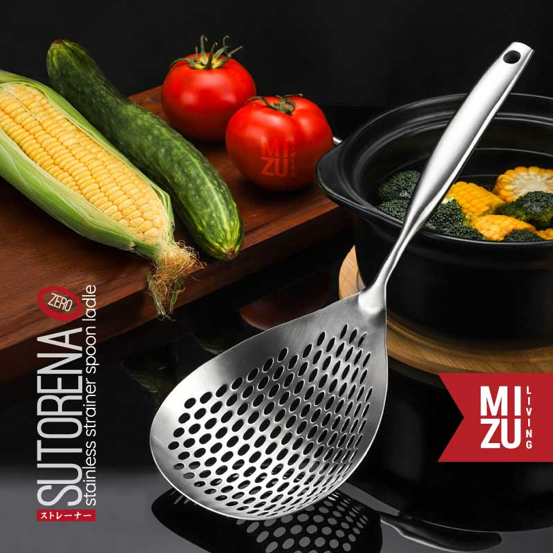 MIZU SUTORENA-ZERO 304 Stainless Strainer Spoon Ladle Centong Saringan Sup Sendok Saringan Mie Jumbo