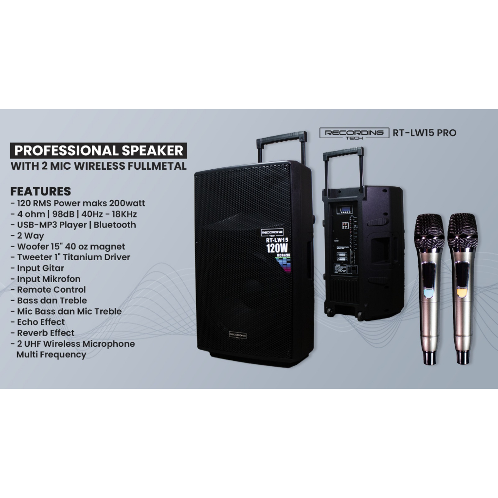 RECORDING TECH RT-LW15 PRO 15 Inch, 200watt Portable Speaker