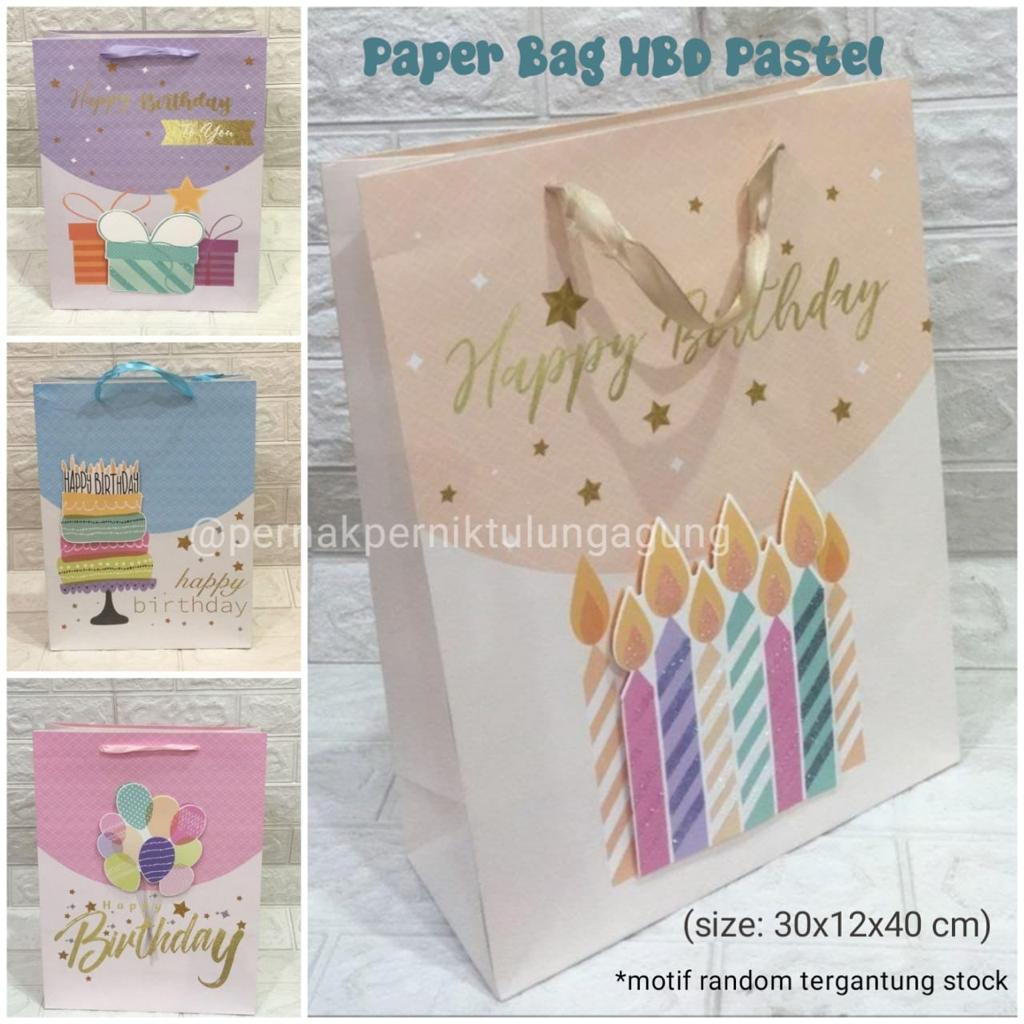 

Paper Bag Happy Birthday warna Pastel - Motif warna kirim random