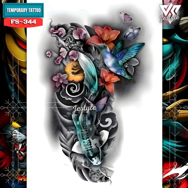 [FS-344] Tato Temporer Temporary Tattoo ikan koi