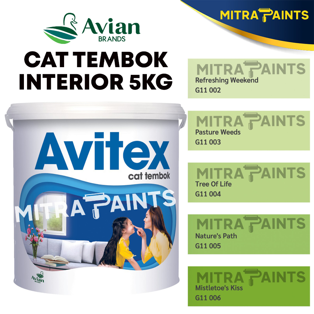 CAT TEMBOK AVITEX INTERIOR 5 KG / AVIAN G11 HIJAU