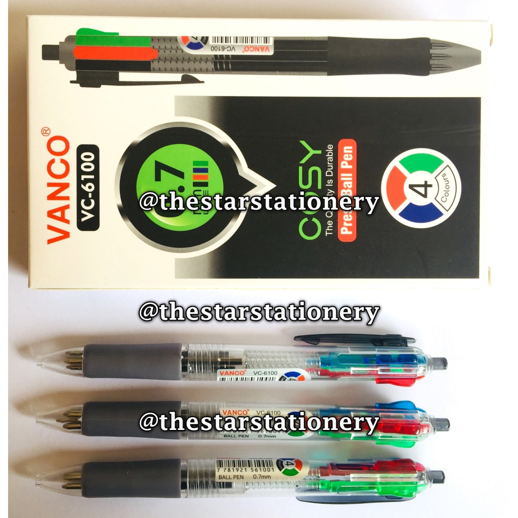

(1 Biji) GROSIR Bollpen Vanco VC-6100 Cosy 4 Warna 0.7 Ball Pen / Pulpen Pena Vanco VC6100 Cosy 4 Warna 0.7 mm / Vanco VC 6100