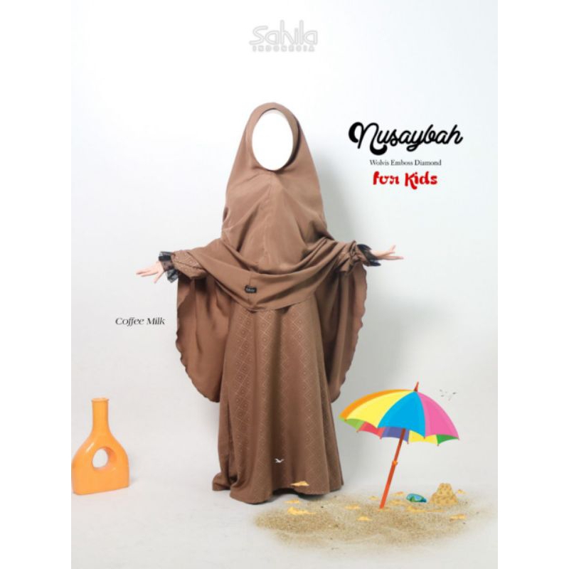 Set Gamis Anak-anak /Set Gamis Remaja/Hijab Syar'i/Gamis Anak Umroh /Set Gamis Nusaybah/Ganis embos