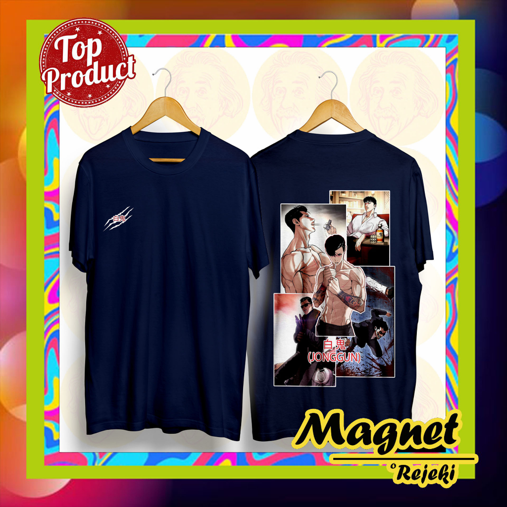 Kaos Jonggun Lookism 1 Cotton Combed 30S Depan Belakang Free Keychain