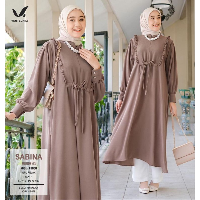 DRESS Original Vente Daily Midi Gamis Busui Premium Polos Jumbo / Sabina