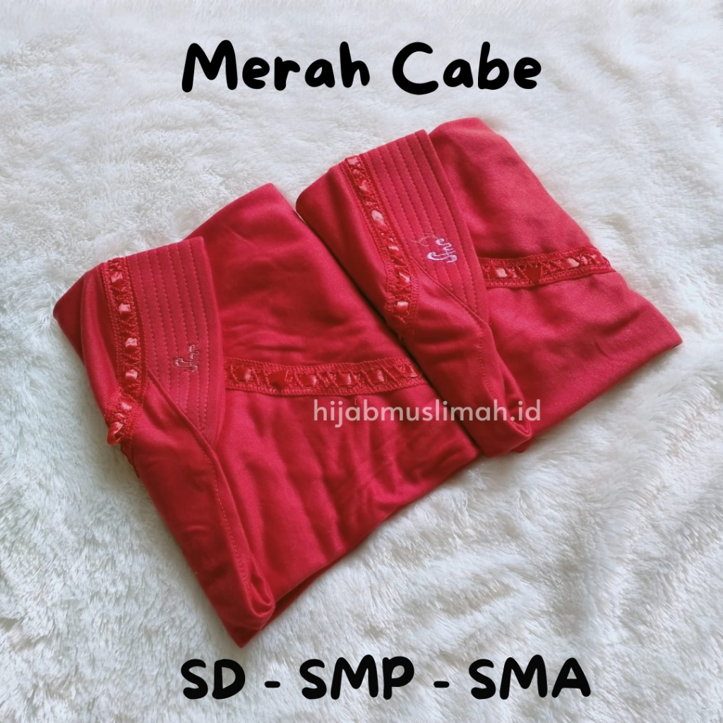 Jilbab Serut Sekolah Anak Jilab Sekolah Merah Bendera Merah Cabe Pita PAUD TK SD SMP SMA By Hijabmus
