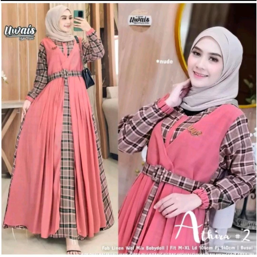 GAMIS ATHIRA KOTAK-KOTAK COMBI CERUTY BABYDOLL BUSUI WANITA PREMIUM TERLARIS 2023