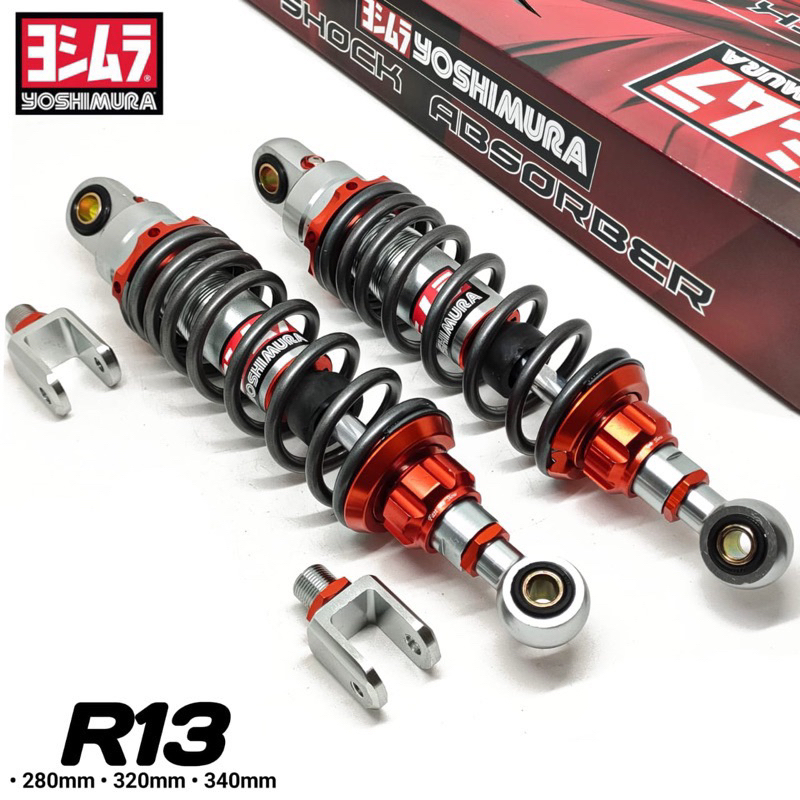 SHOCK BREAKER YOSHIMURA R13 280MM 320MM 340MM NON TABUNG MODEL KTC RAZOR PRO KLIK REBOUND SHOCKBREAKER NMAX AEROX PCX JUPITER SUPRA RX KING VEGA NOUVO TIGER MEGAPRO CB150 ADV XMAX F1RZ KHARISMA KLIK FUNGSI KLICK UNIVERSAL