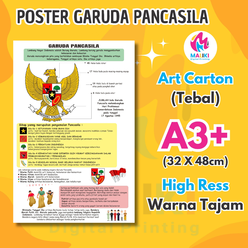 Poster Garuda Pancasila - Poster Edukasi Anak - Poster belajar anak