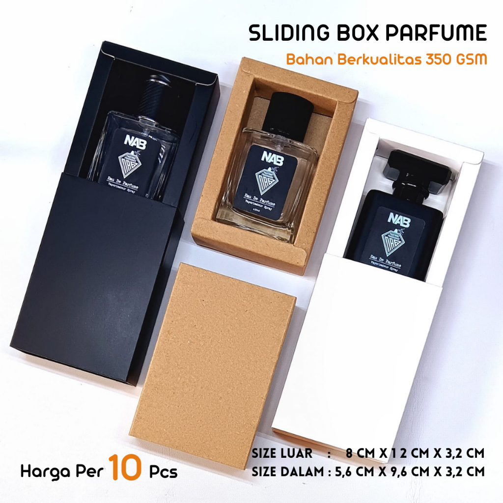 10 PCS - BOX PARFUM SLIDING KOTAK 50ML BOX KEMASAN PARFUM BOTOL KOTAK / ERMESS 50ML
