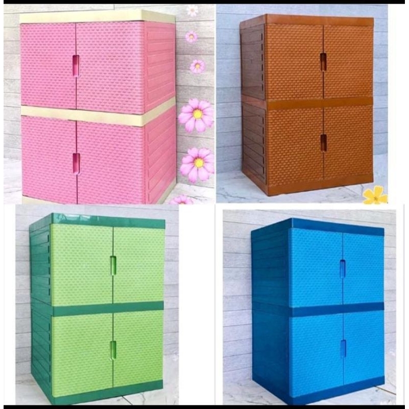Lemari Plastik mini susun 2 rotan Lemari pakaian mini susun 2 multiplast