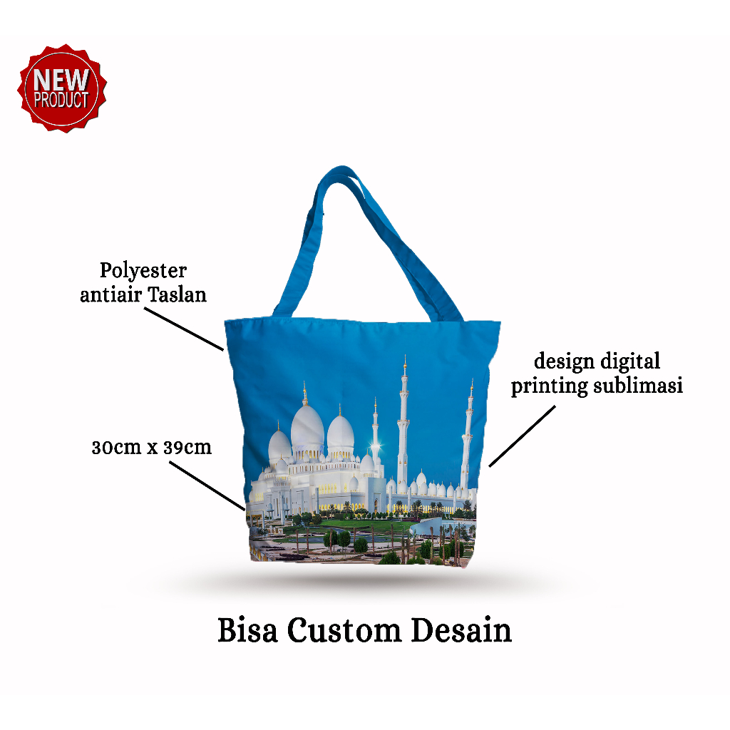 Totebag Tali Kain Taslan Antiair Tas Custom  Souvenir Oleh-oleh Haji Umroh