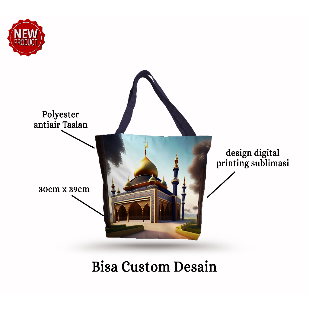 Totebag Tali Kain Taslan Antiair Tas Custom  Souvenir Oleh-oleh Haji Umroh