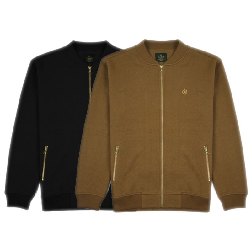 Famo Jaket Pria Bomber Brown/Black Original