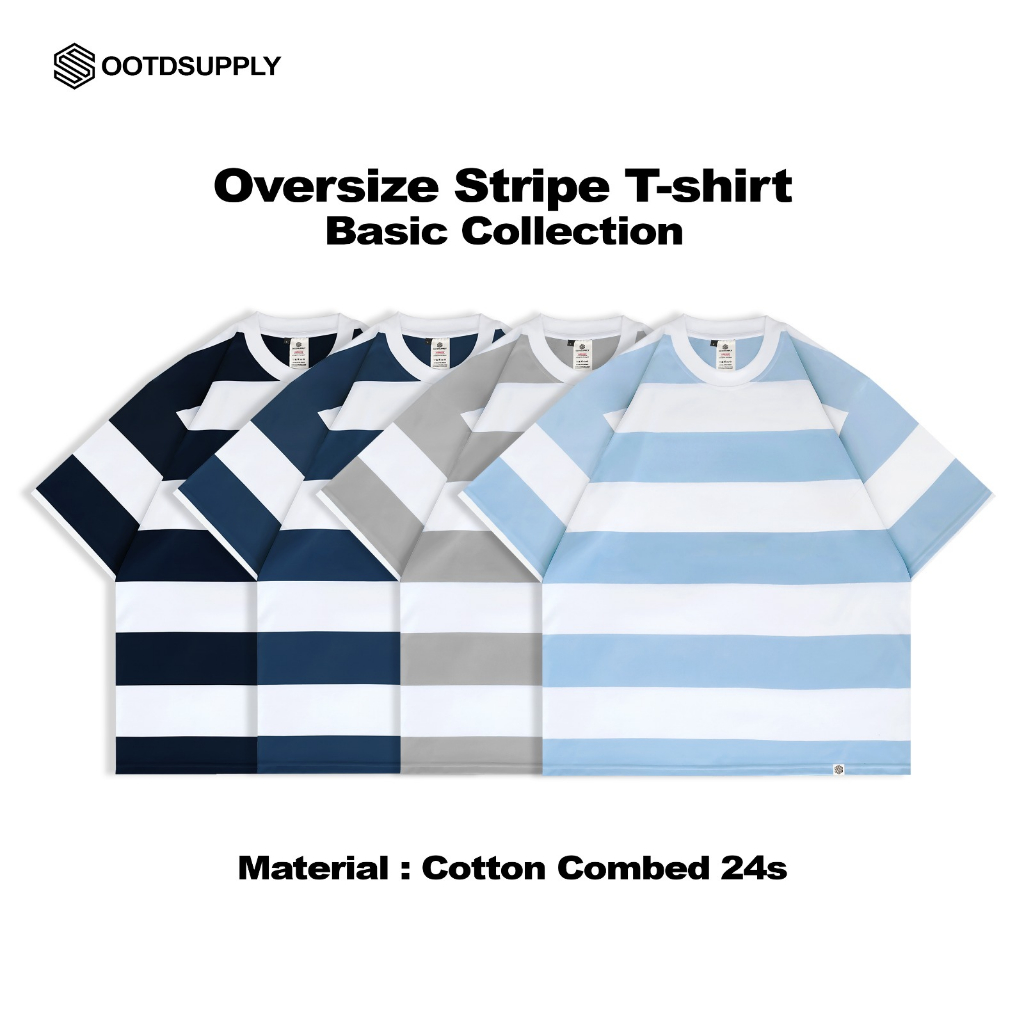 OOTDSUPPLY Oversized Tshirt Stripe Basic  | Oversize Pria & Wanita OVZSTP001