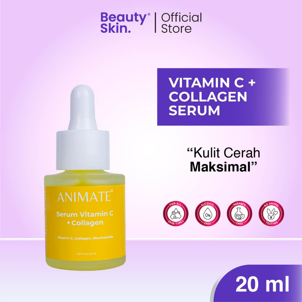 Animate Serum Vitamin C + Collagen 20 ml Original / Serum Wajah / Serum Vitamin C / Serum vit C