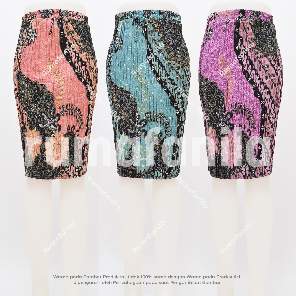 Rok Kebaya Plisket Batik Pendek Premium Bawahan Kebaya Modern Plisket Span Wiru Jumbo Pakaian Tradis