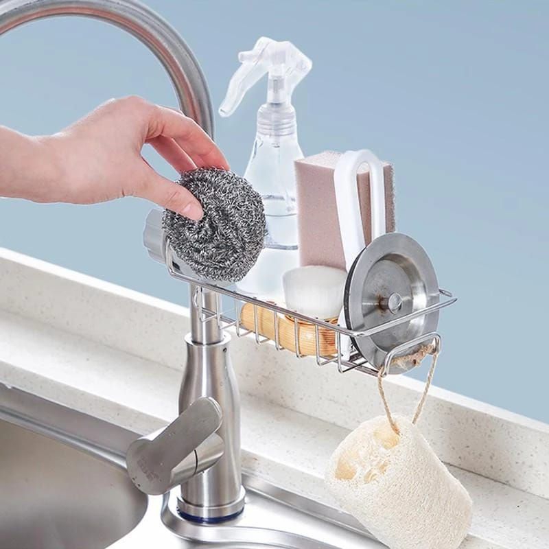 Rak Wastafel Cuci Piring Stainless Portable Rak Pengering Gantungan Wastafel Tempat Spon