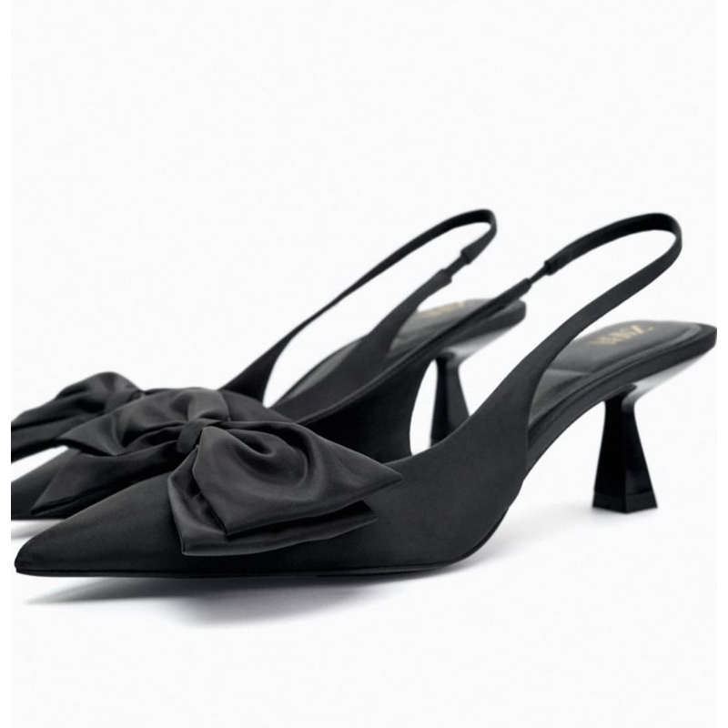 ZARA ORIGINAL 100% Slingback Heels Pita Warna Hitam ZARA HEELS ZARA ORIGINAL STORE