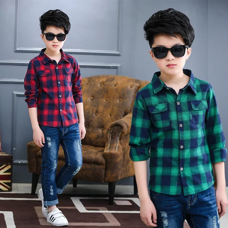 kemeja flanel anak laki laki 1-10 tahun // baju kemeja cowok // atasan baju anak
