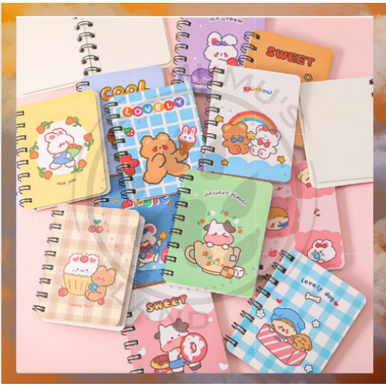 

ML PROMO Notebook Mini Ring Motif Animal & Emoji Bear 80Lembar/Buku Catatan A7 Tulis Ring Ecer