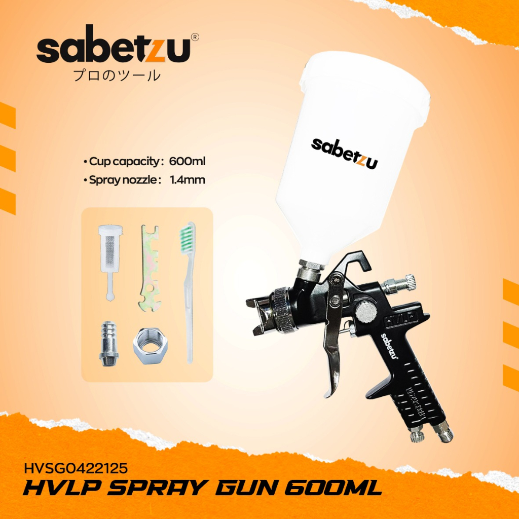 SABETZU Spray Gun HVLP 125ml 0.8 Dan 600ml 1.4mm Spray gun HVLP Airbrush Spraygun Angin Cat Professi