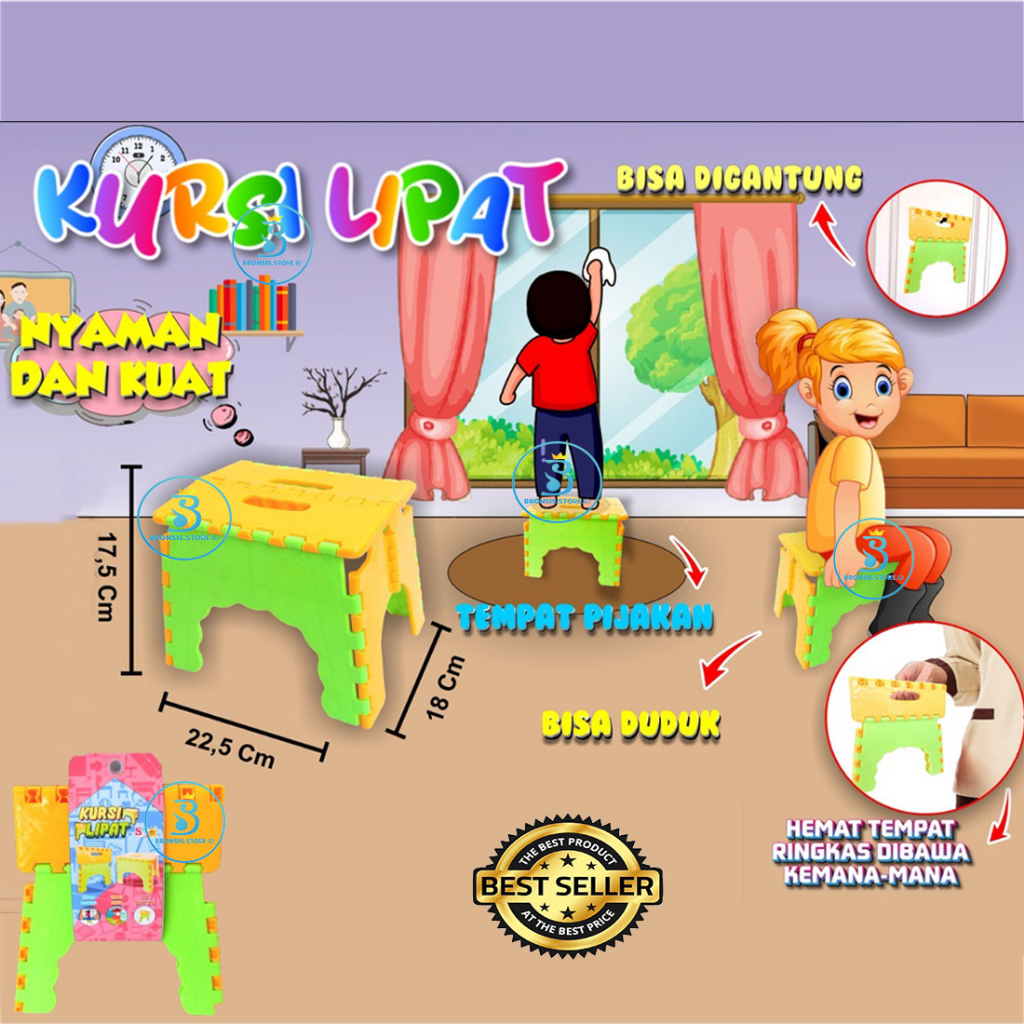 Kursi Lipat Anak Mini Portable Praktis Kursi Anak Plastik Tebal - Kursi Dewasa - Bangku Anak