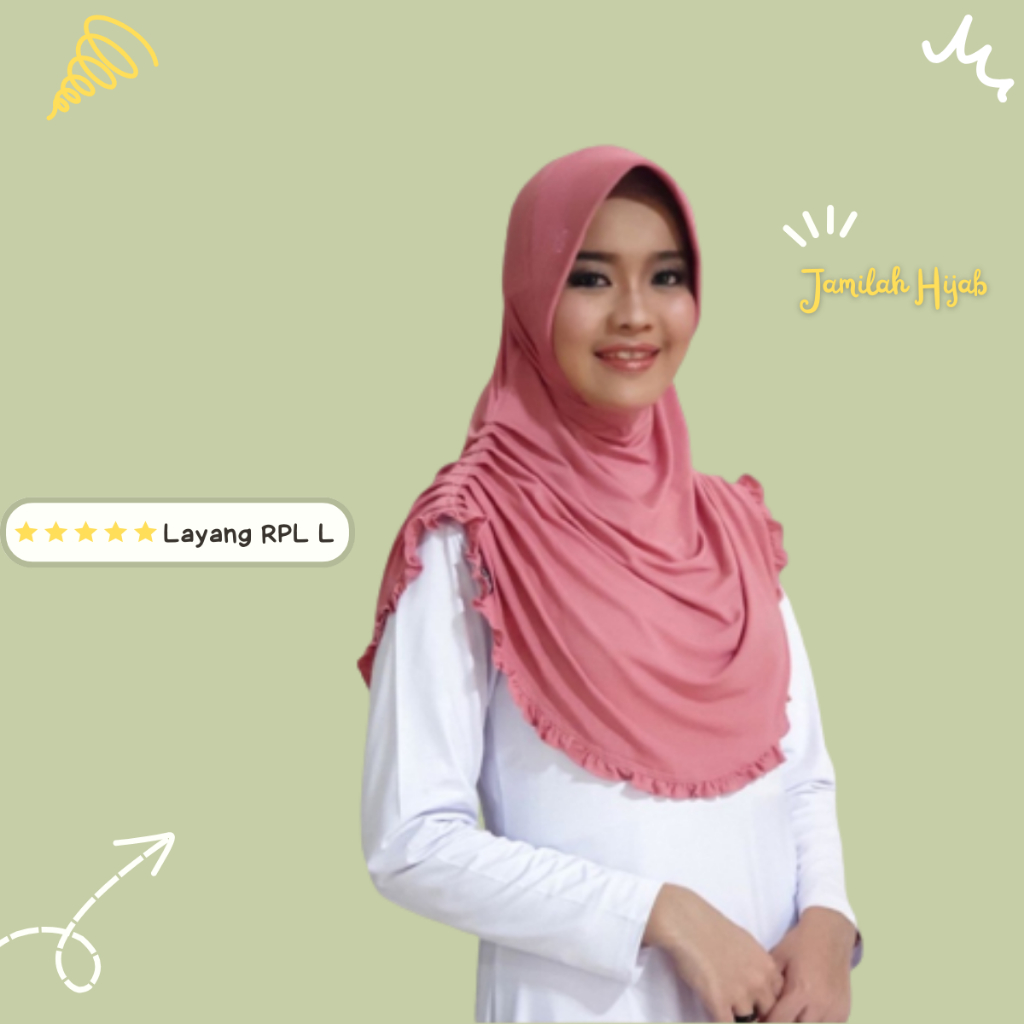 LAYANG-LAYANG REMPEL SIZE L Original JAMILAH HIJAB INSTAN JILBAB BAHAN JERSEY