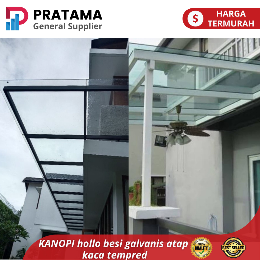 kanopi kaca tempered / laminate / akrilik / minimalis modern / surabaya