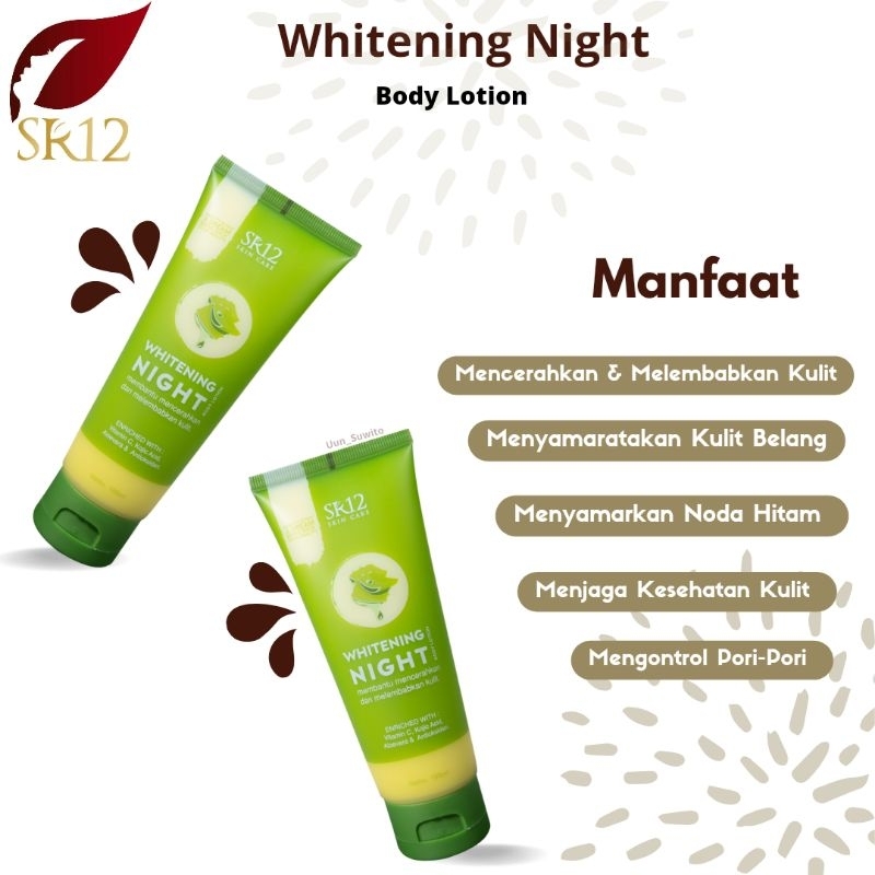 Sr12 Skincare Whitening Night Body Lotion With Vitamin C Handbody Malam Mencerahkan & Melembabkan Ku