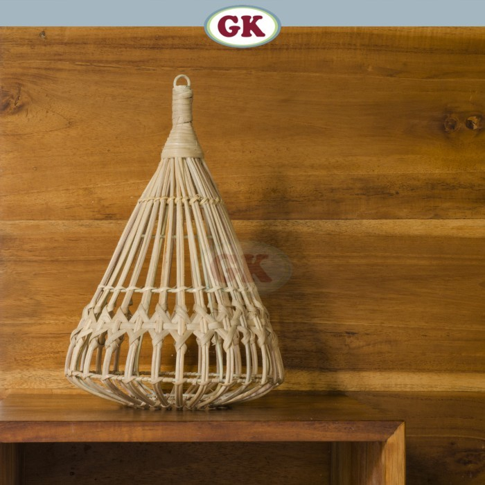 Kap Lampu Gantung Rotan BASIC 11 - Lampu Cafe Kerucut Gantung Rotan Alami
