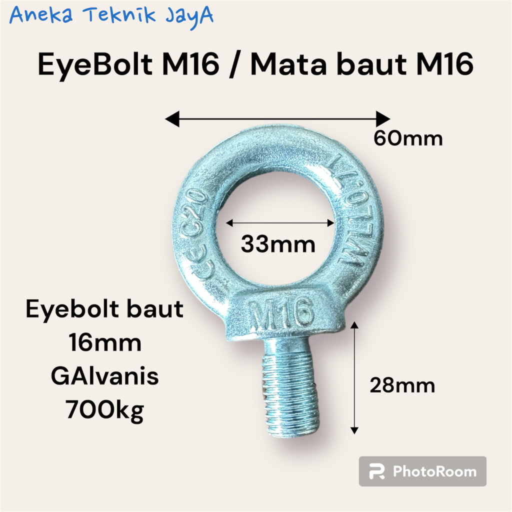 Eye Bolt M16 / Mata Baut 16mm Galvanis