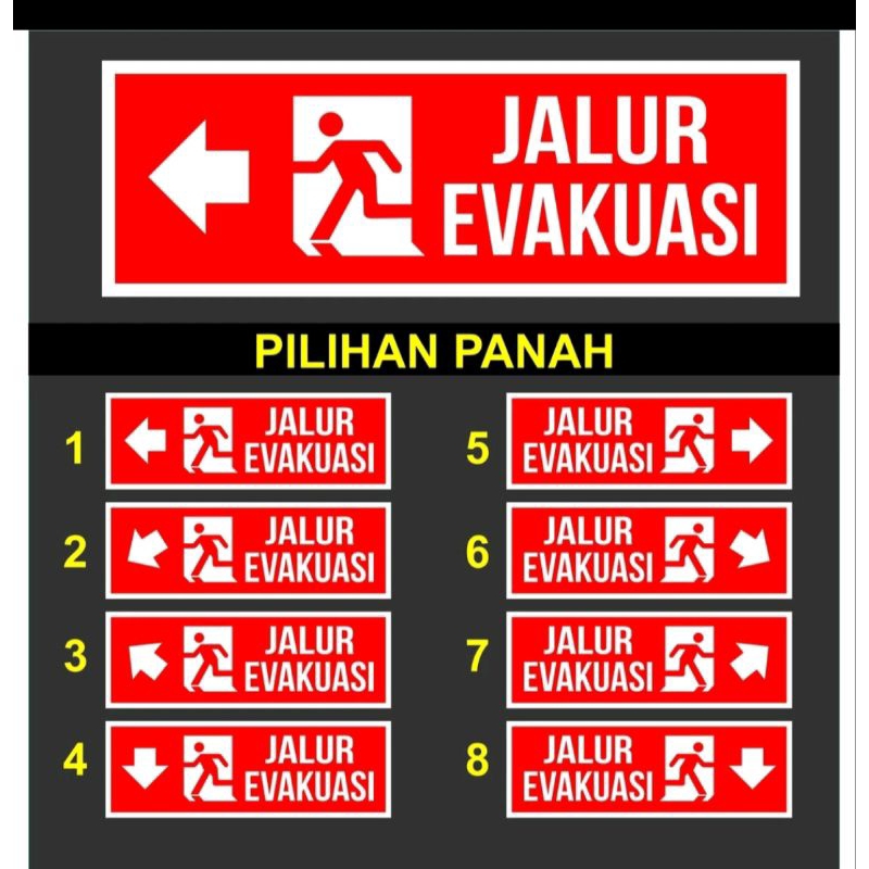 

SIGN STIKER JALUR EVAKUASI UK 10X30 CM WARNA MERAH. ( GLOW IN THE DARK )