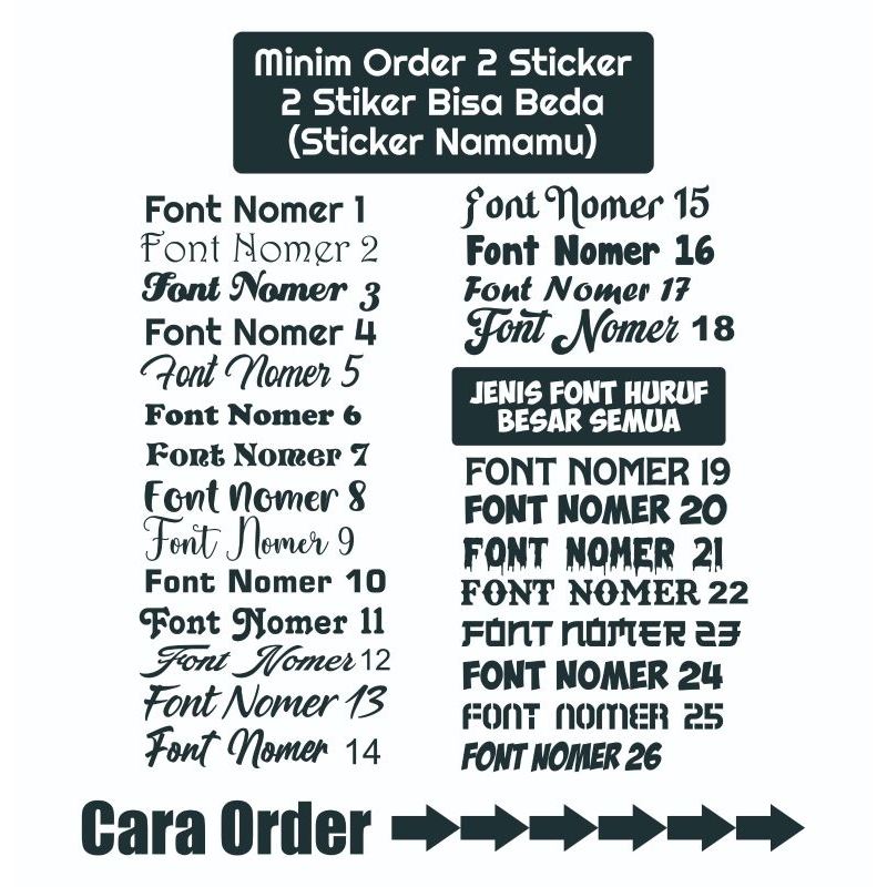 

Sticker cutting nama suka-suka,23 pilihan font.3ribuan
