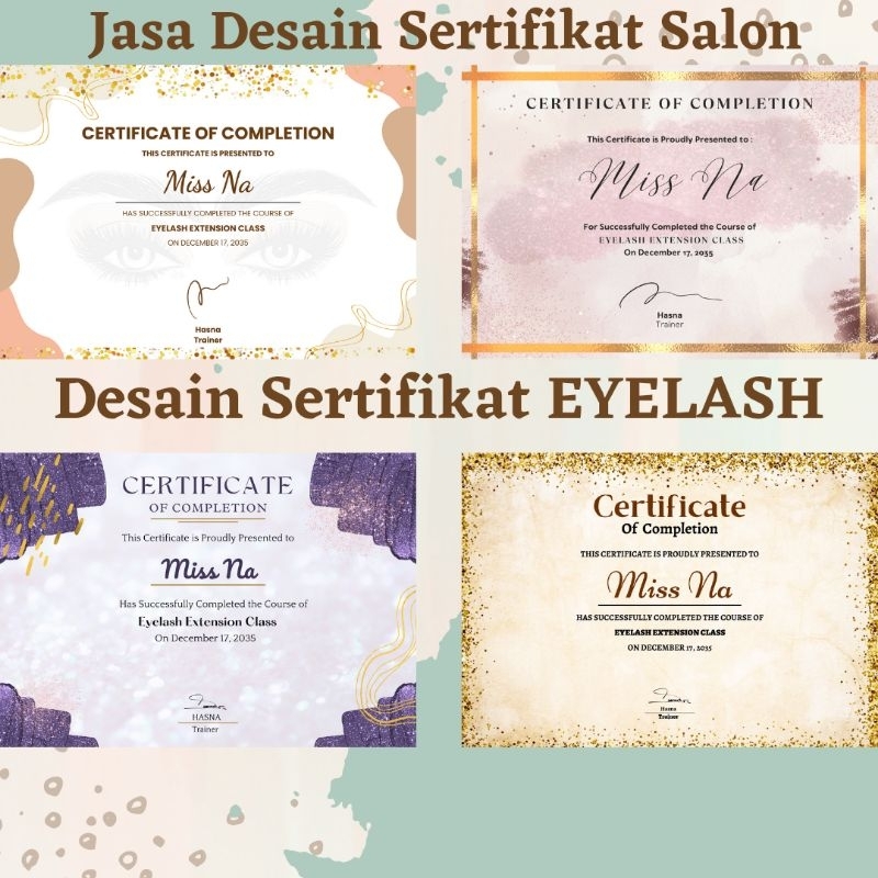 [TIDAK DICETAK]JASA DESAIN SERTIFIKAT KECANTIKAN| EYELASH EXTENSION| NAIL ART| MAKEUP DLL
