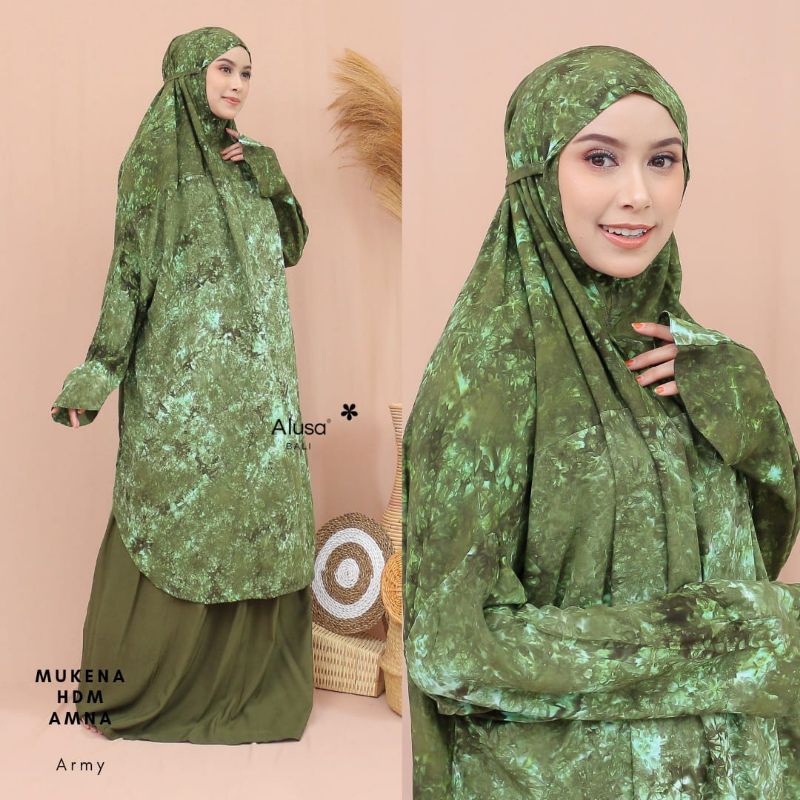ORIGINAL Mukena Berlengan Bali Jumbo Alusa HDM Amna Army