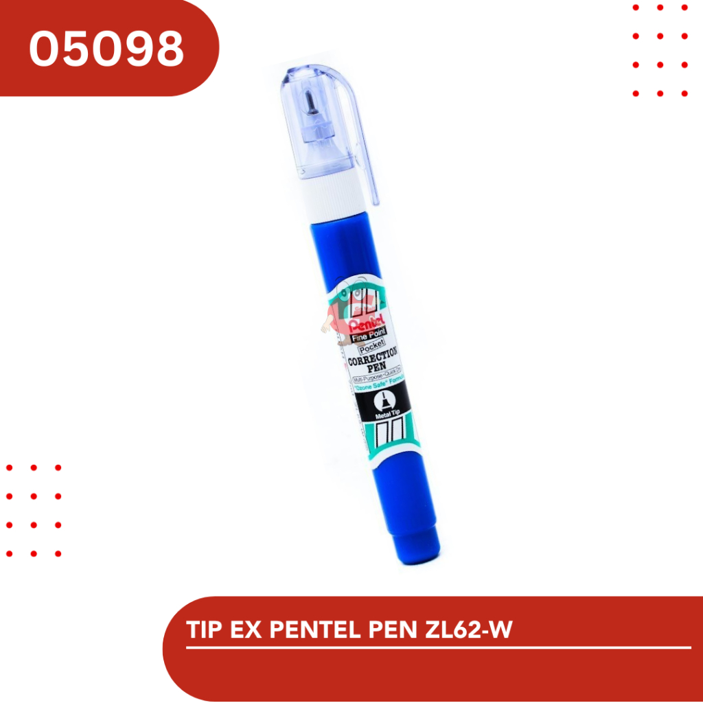 

Correction Pen / Tip Ex Cair Pentel ZL62-W 7 ml Fine Point ZL-62W