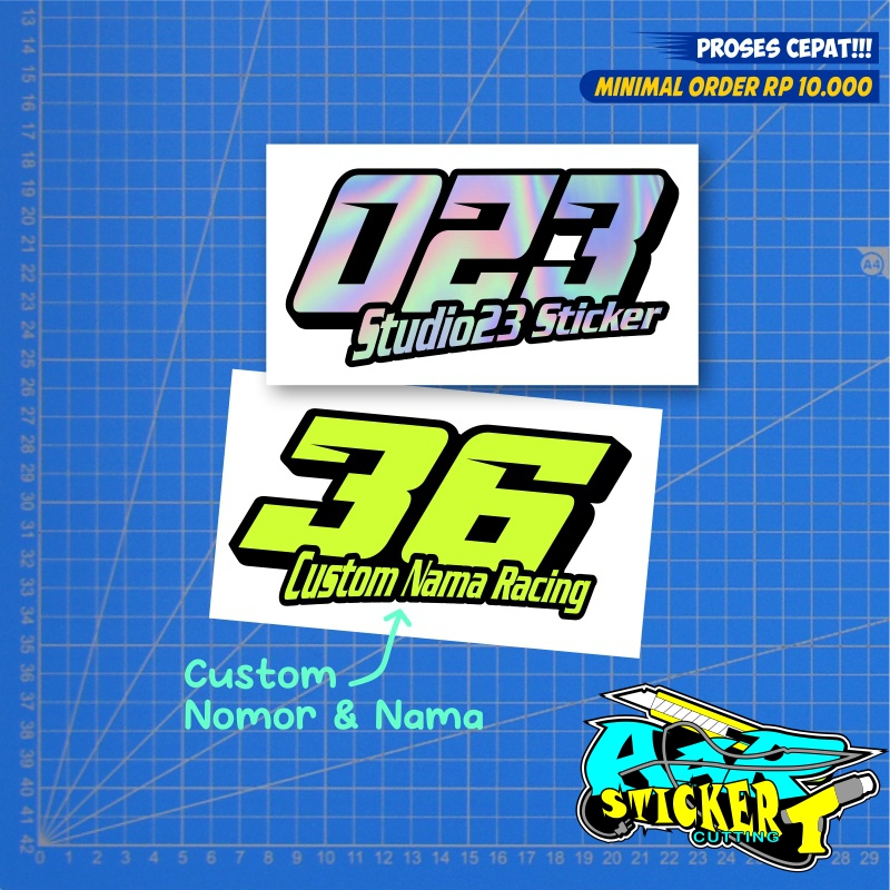Stiker Custom Nama & Nomor Start Racing Cutting Hologramm