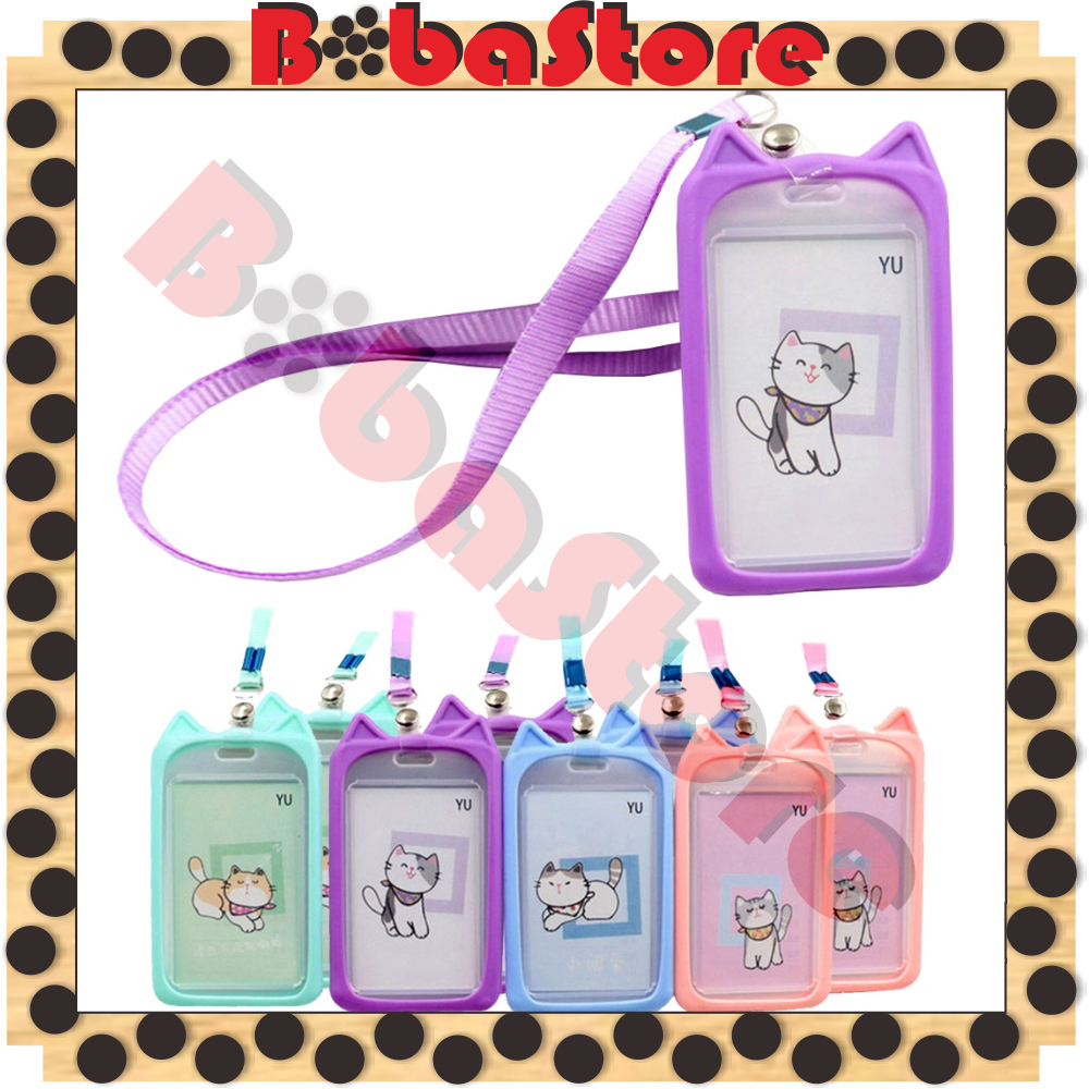 

⭐Bobastore⭐ Holder Gantungan Tali Kartu Akses Kantor Mrt Busway Lanyard Card Holder Motif Kucing S091