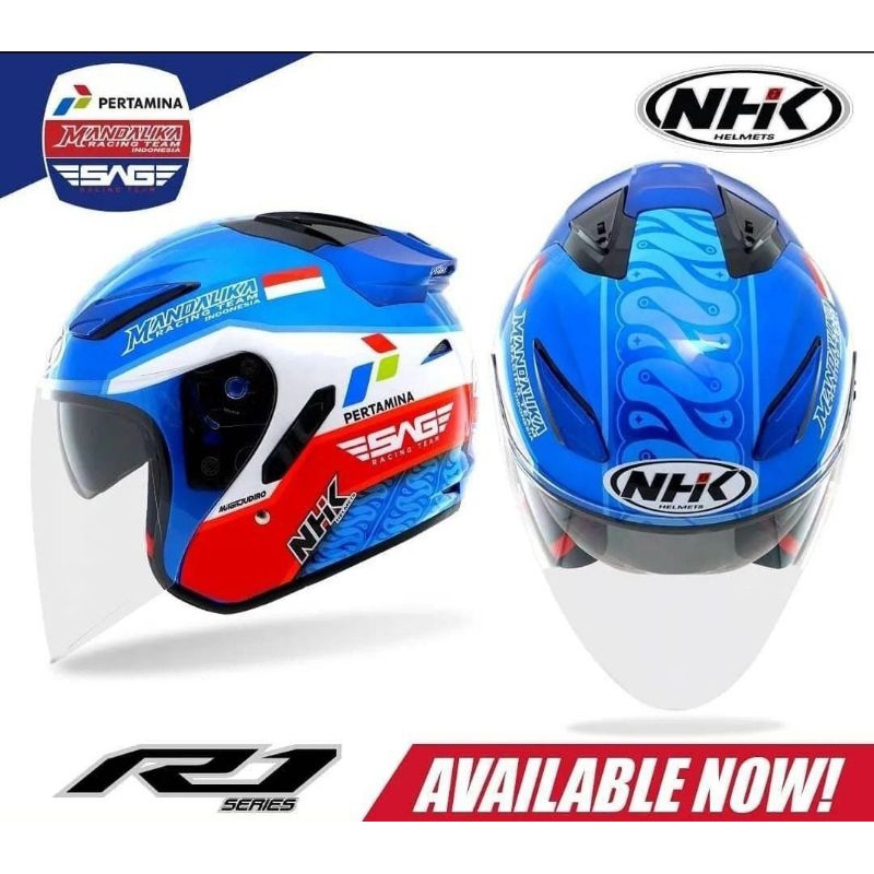 Helm NHK Half Face R1 & R6 Motif Mandalika Series Original 100% Sertifikasi SNI