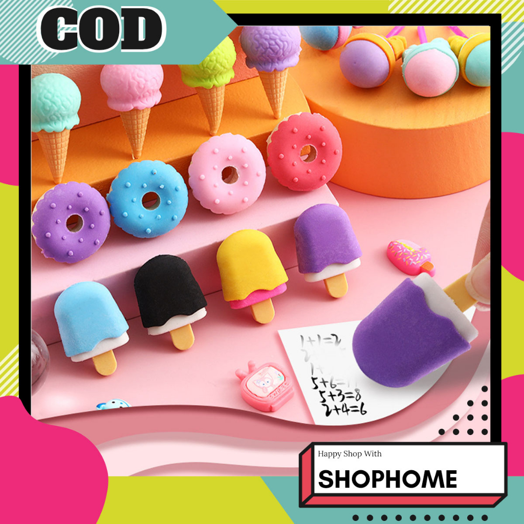 

SHOPHOME - Penghapus Pensil Murah 4 Pcs Karakter lucu Perlengkapan Alat Tulis Sekolah Anak ATK01