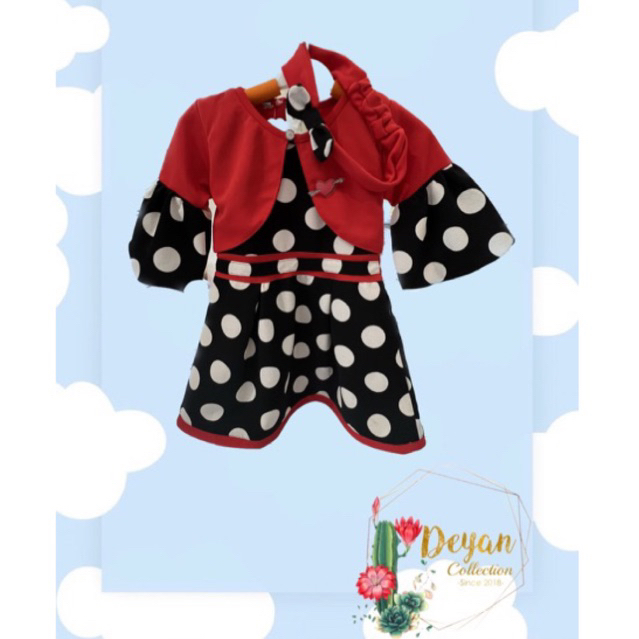 Dress anak perempuan free bando tali, baju anak cewek import murah riau, dress anak cewek merah hita