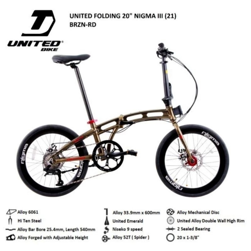 PROMO TURUN HARGA......Sepeda lipat 20 inch United Nigma III Nigma 3 united Nigma3 United Nigma 3