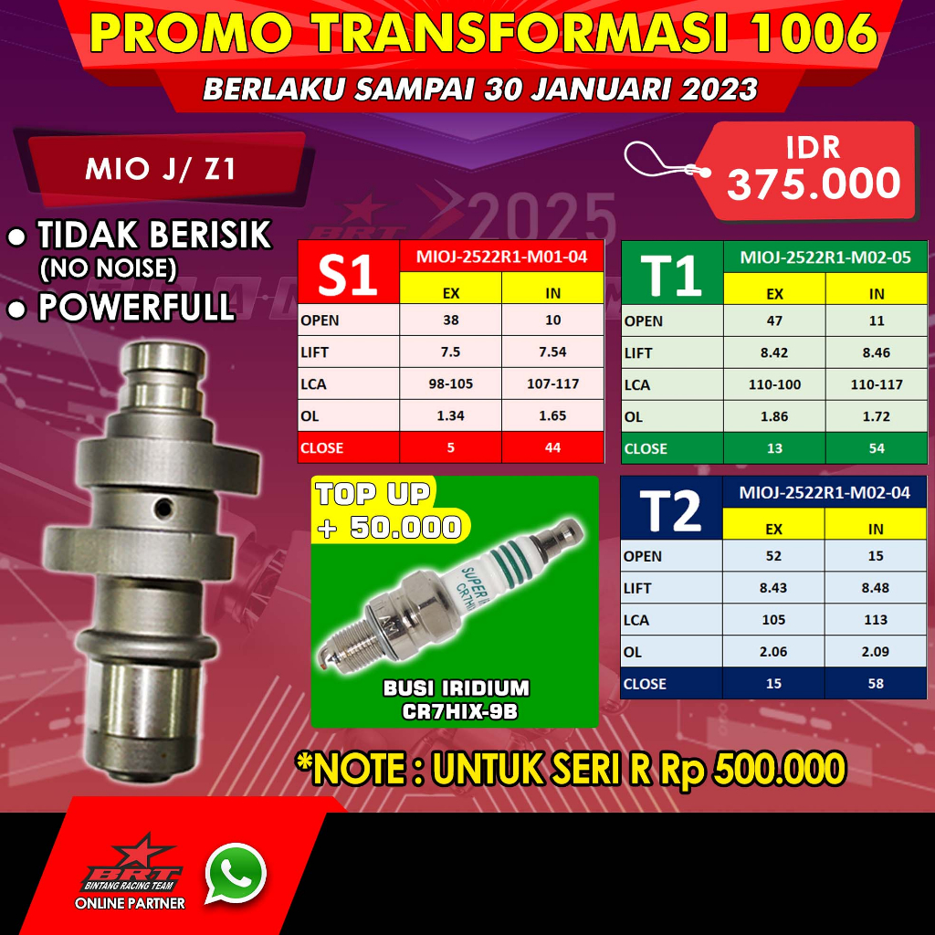 Noken As BRT Mio J Jupiter Z1 Set Roller Rocker Arm RRA