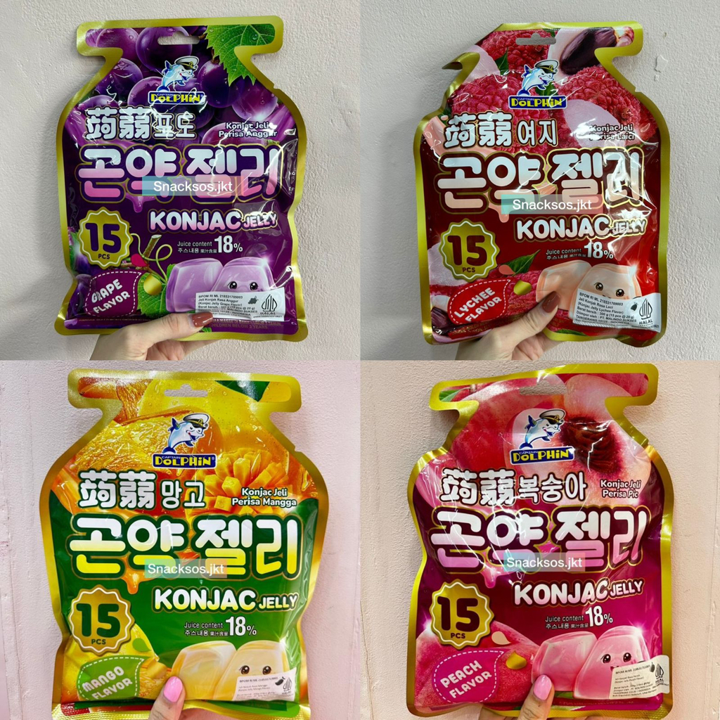 

[300GR = 15PCS] DOLPHIN KONJAC JELLY MANGO / PEACH / LYCHEE / GRAPE