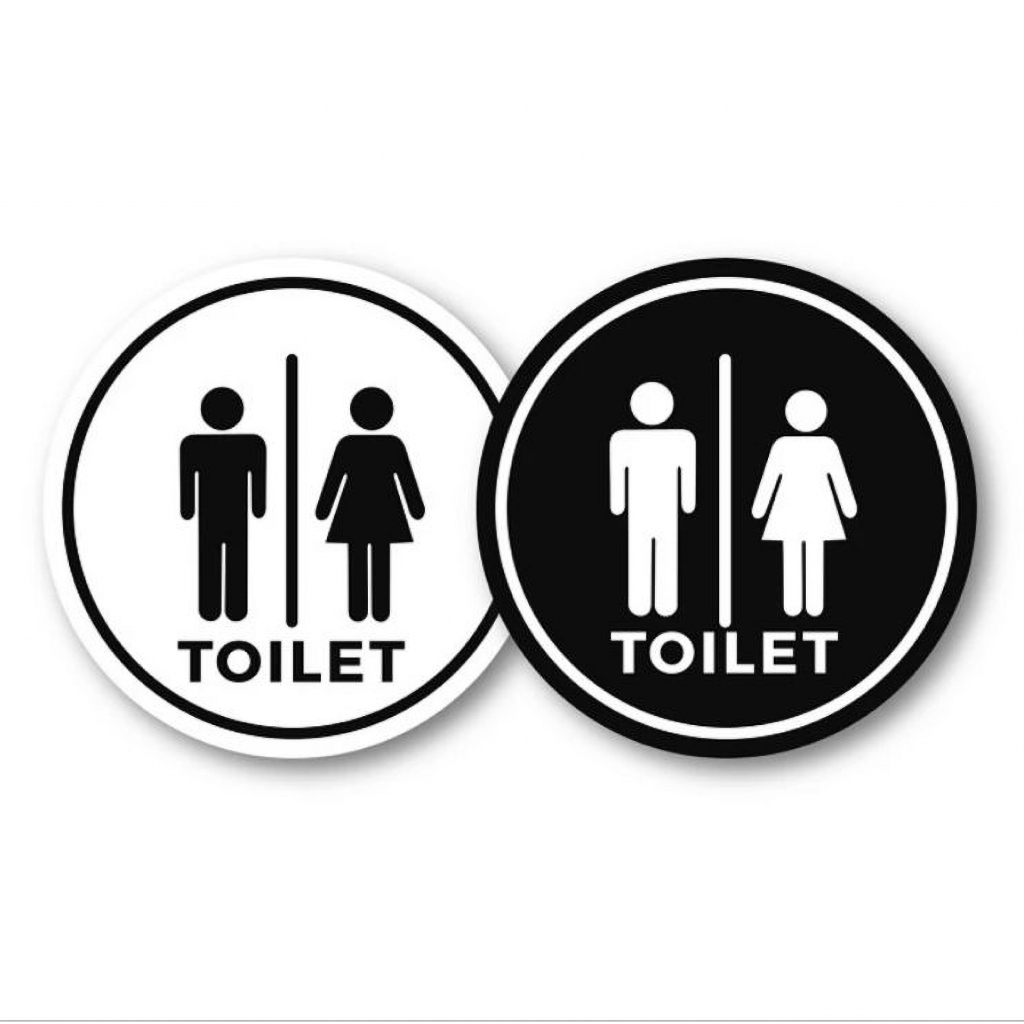 

STIKER VINYL BULAT TOILET HITAM PUTIH Uk. 10 x 10 CM Sign Rambu K3