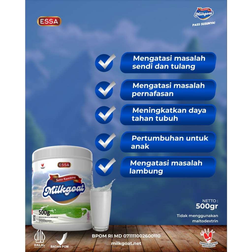 

Susu Kambing etawa MILKGOAT tanpa maltodextrin Aman Murah berkualitas